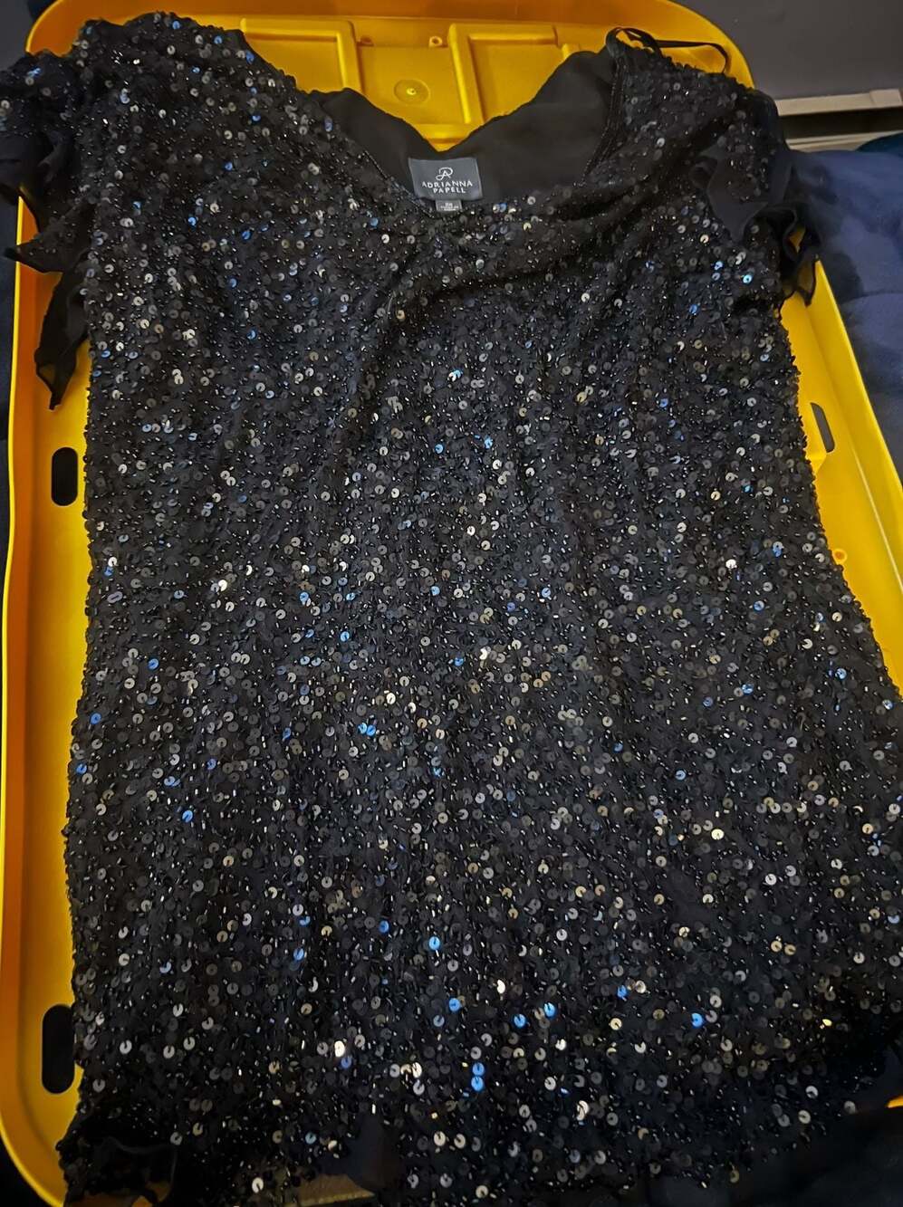 Adrianna Papell Plus size 2X Black Sequin and Beaded Mesh Evening Blouse